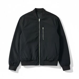 H&M Black Lightweight Zip-Up Bomber Jacket Size M Minimalist